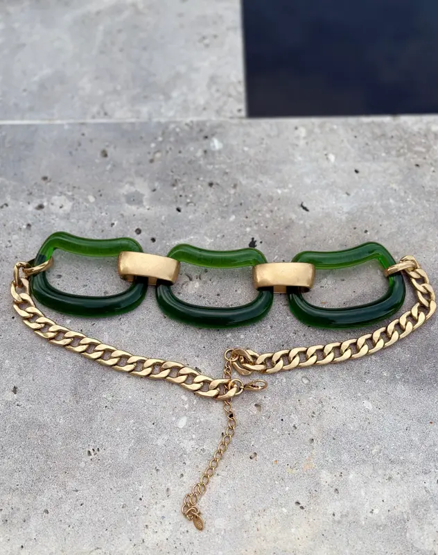 OTRAS. Cinturón cadena eslabones verdes. T S/M