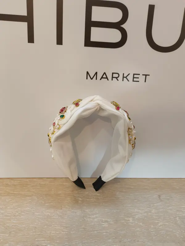 OTRAS. Diadema blanca abalorios