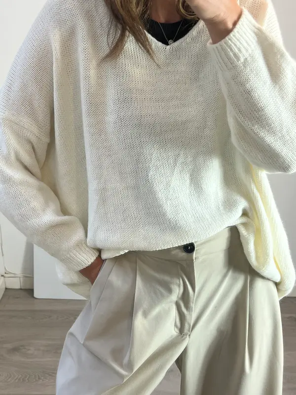 OTRAS. Jersey beige detalle espalda. T M/L