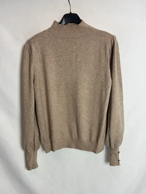 OTRAS. Jersey beige jaspeado detalle espalda. T S