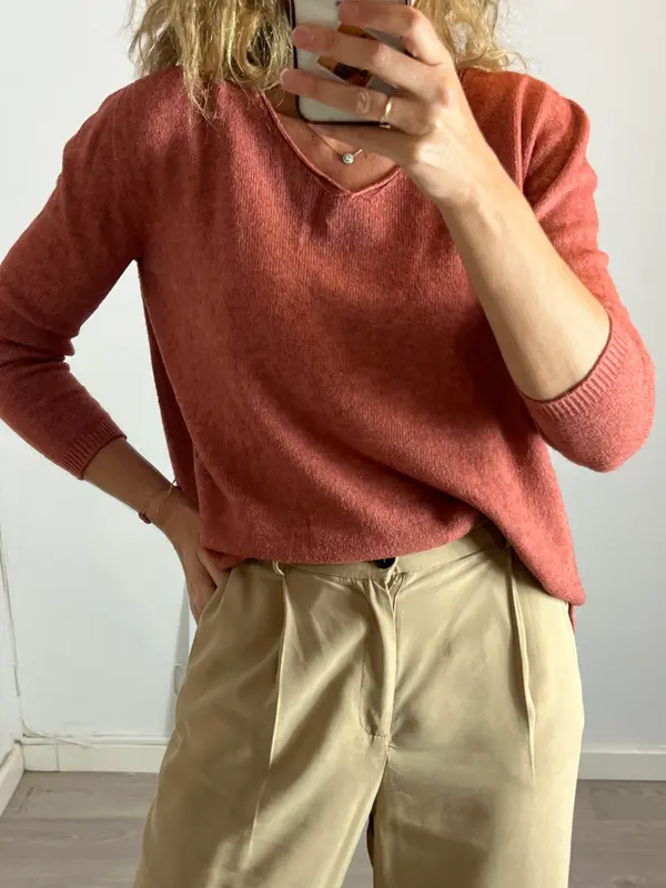OTRAS. Jersey teja escote pico  TU(S/M)