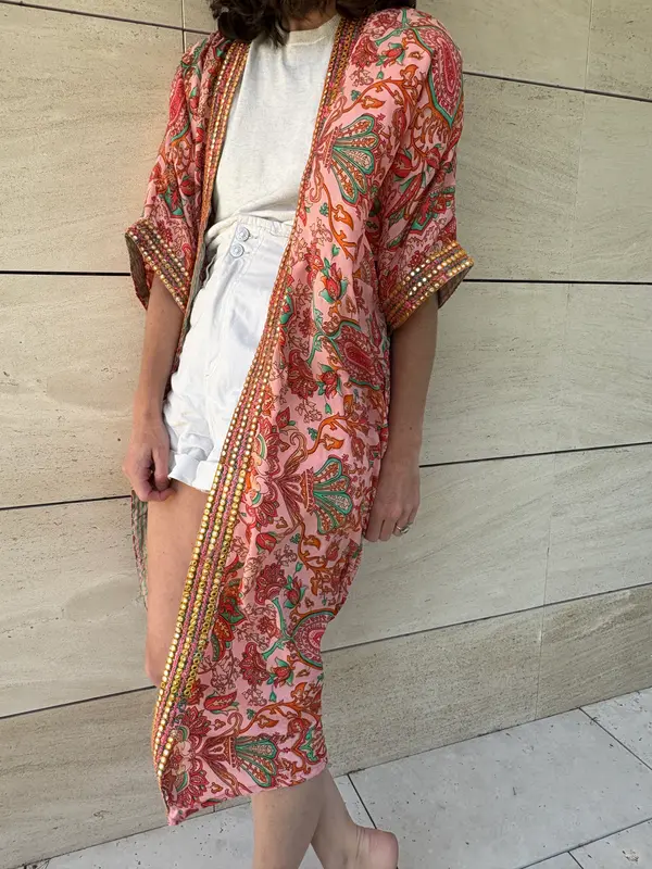 OTRAS. Kimono estampado seda. TU
