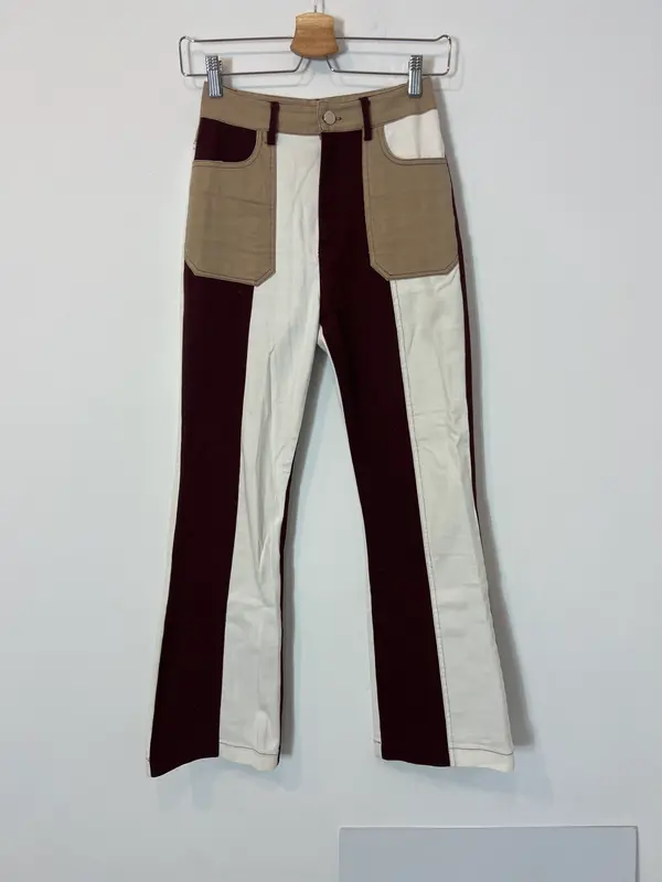 OTRAS. Pantalón denim bicolor campana T.s