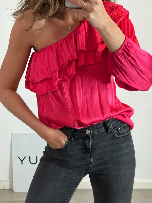OTRAS. Top rosa asimétrico T.s/m