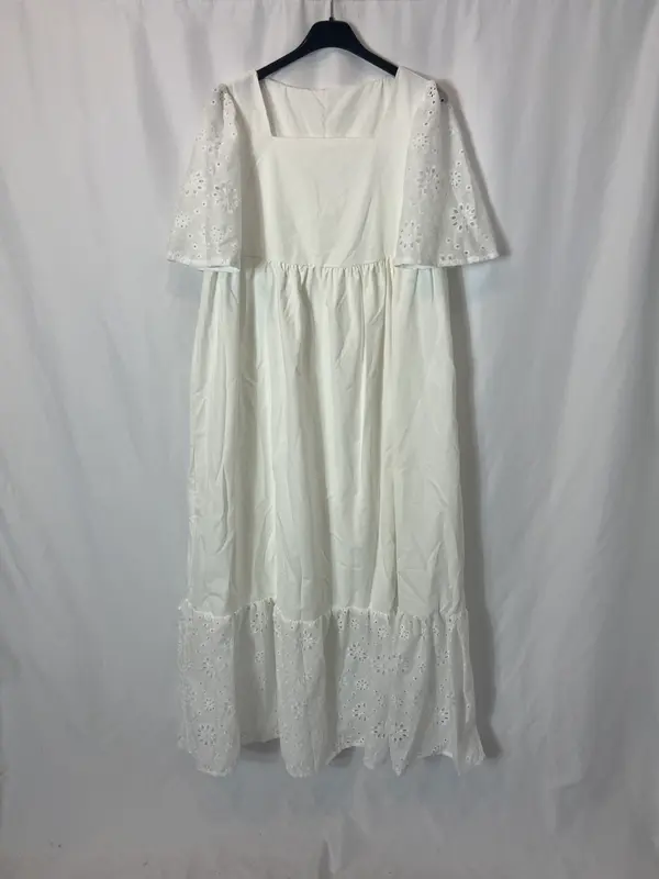 OTRAS. Vestido blanco bordados. T S