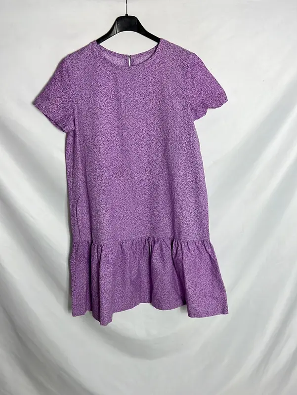 OTRAS. Vestido corto morado flores. T S/M