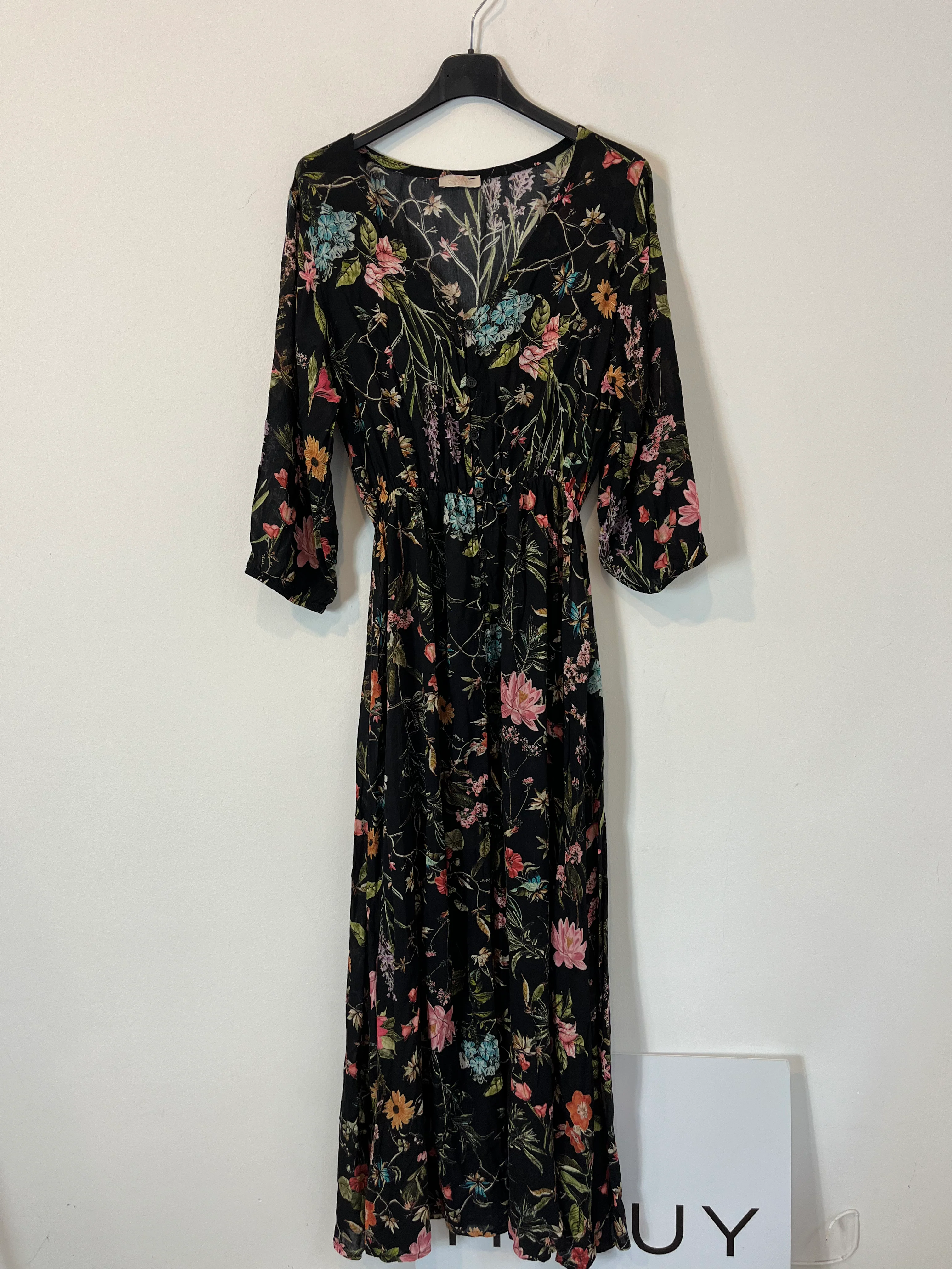OTRAS. Vestido largo camisero flores. T S