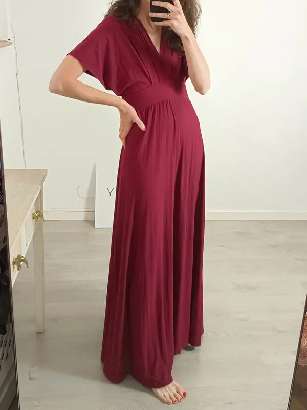 OTRAS. Vestido largo lycra granate. T XS/ S