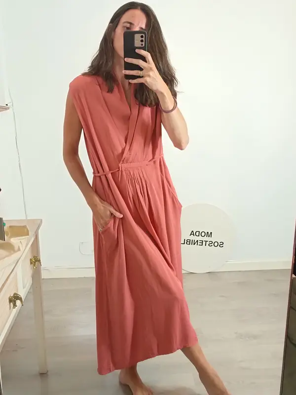 OTRAS. Vestido midi rosa Tu(s)