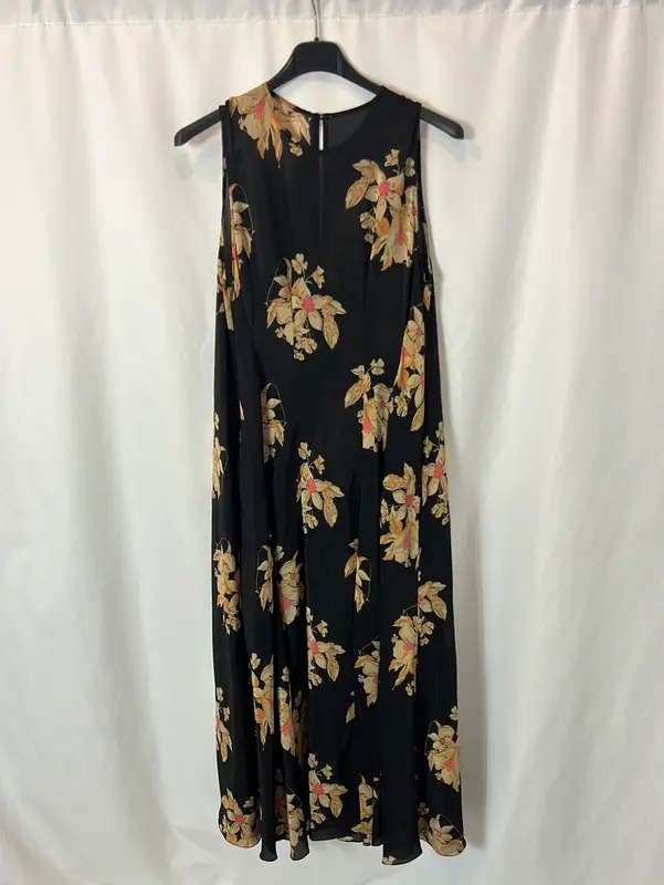 OTRAS. Vestido midi seda estampado. T S