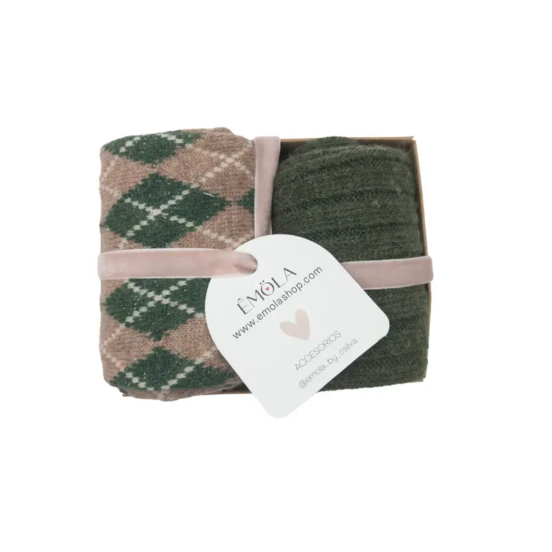 Pack calcetines rombo y verde