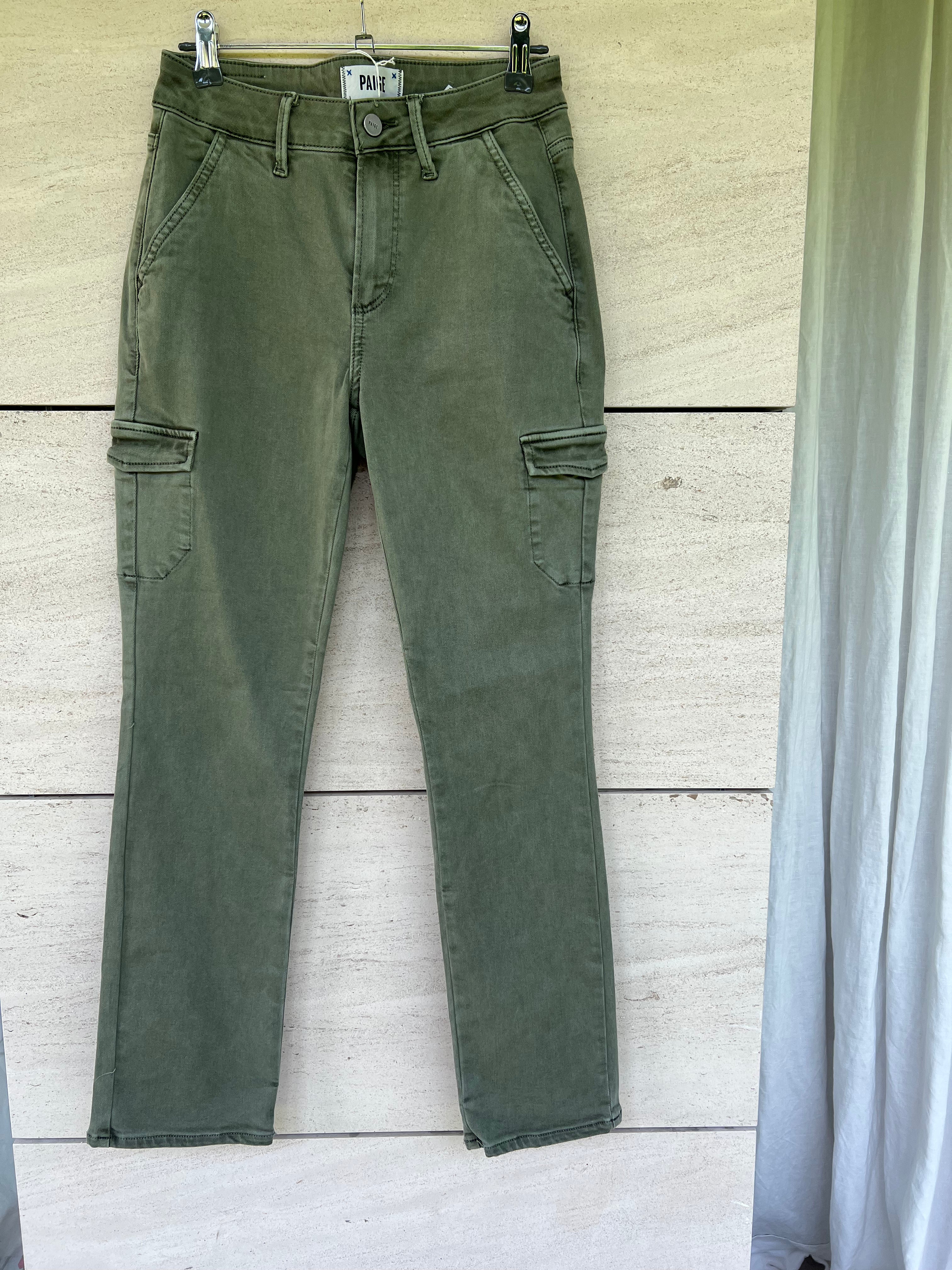 PAIGE. Denim elástco verde bolsillos. T 25 (S)
