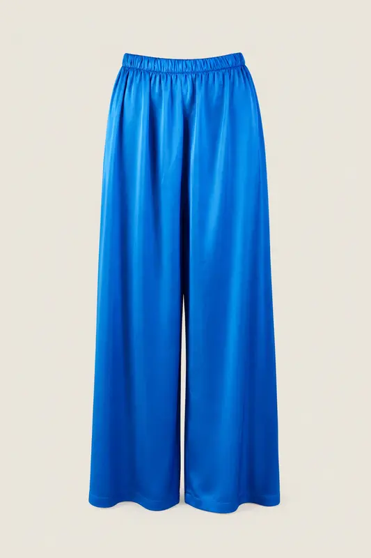Pantalón Azul De Seda