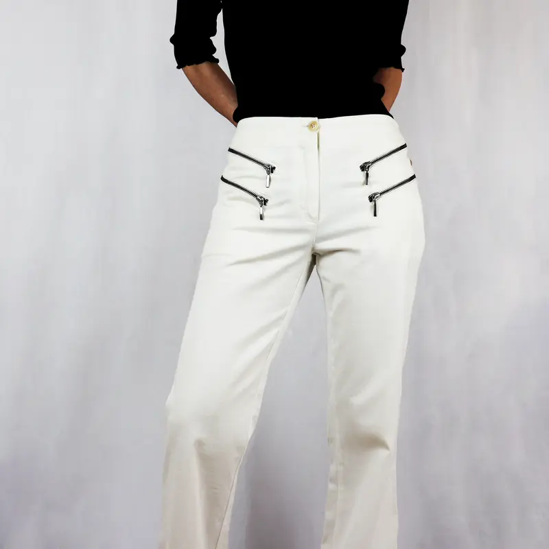Pantalón blanco cremalleras Isabel de Pedro Mr.Cat