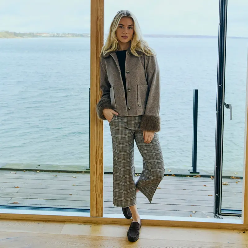 Pantalón culotte de cuadros con pinzas - Freequent