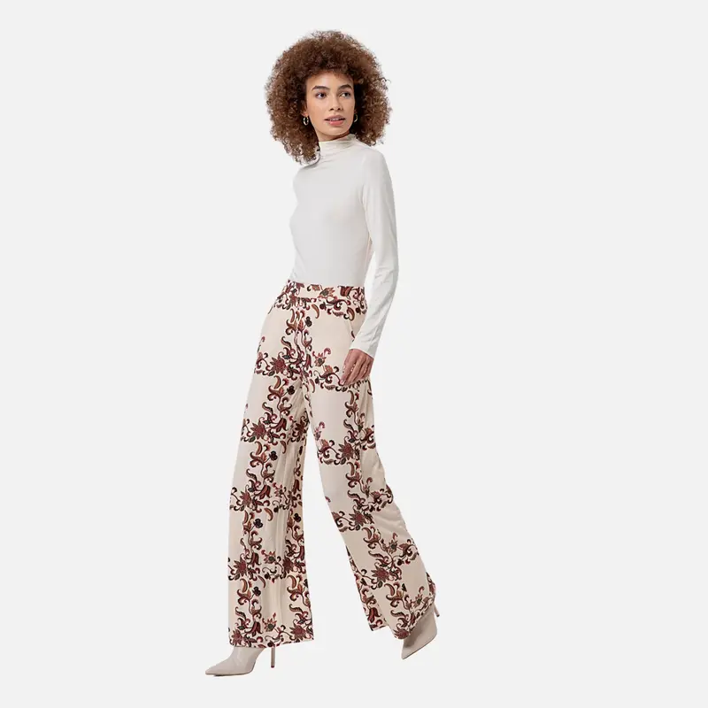 Pantalón fluido estampado ornamental – Surkana