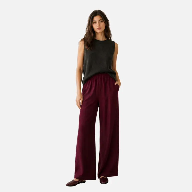 Pantalón fluido granate - Freequent
