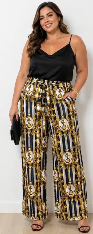 Pantalón Palazzo Navy Gold