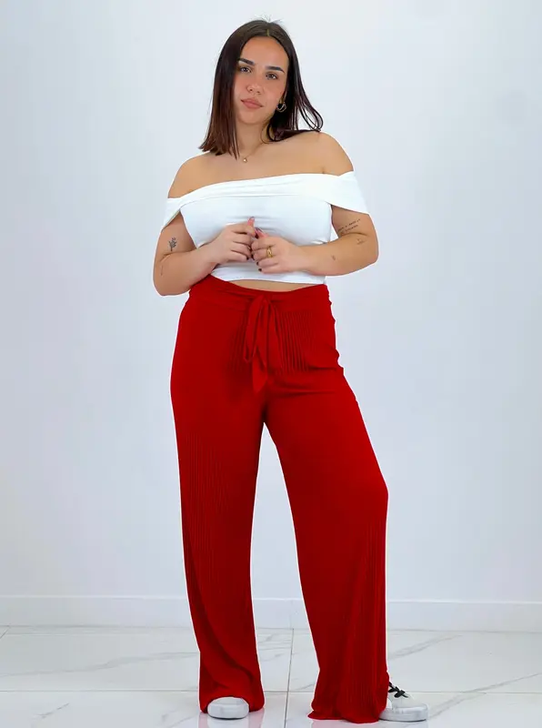 Pantalón plisado cuerda cintura
