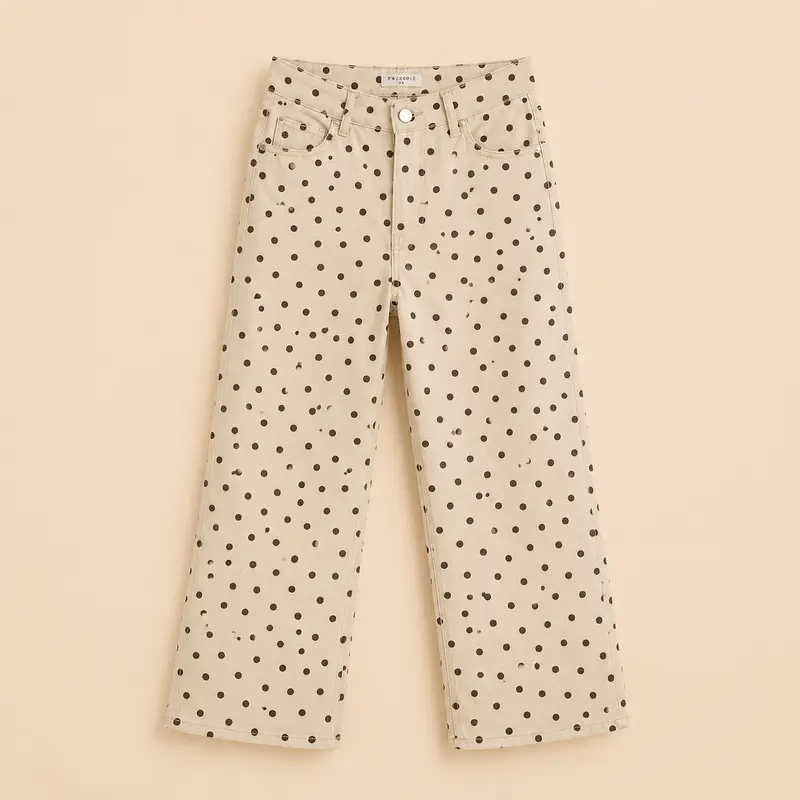 Pantalón Vaquero Estampado de Lunares Trapio