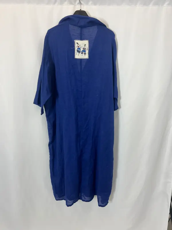 PARFOIS. Vestido azul detalle espalda lino y algodón. TU