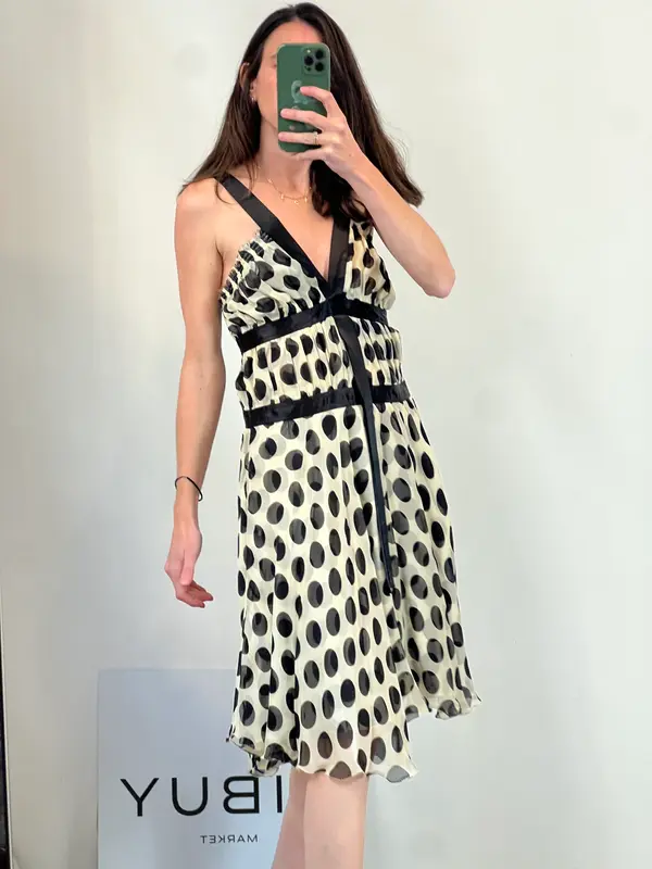 PATRIZIA PEPE. Vestido corto lunares seda