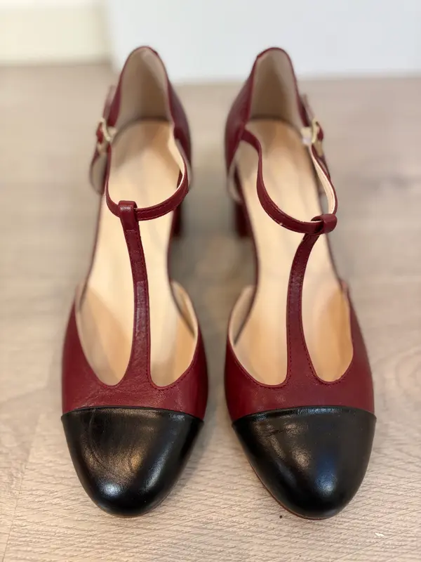 PATSY. Zapatos Sophie burdeos y negro T 39