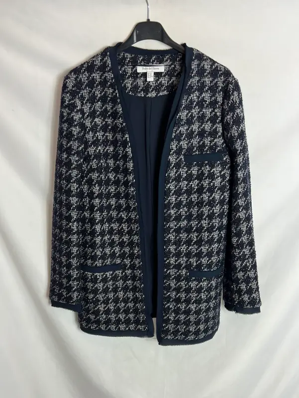 PEDRO DEL HIERRO. Chaqueta pata de gallo hilos brillo. T 38