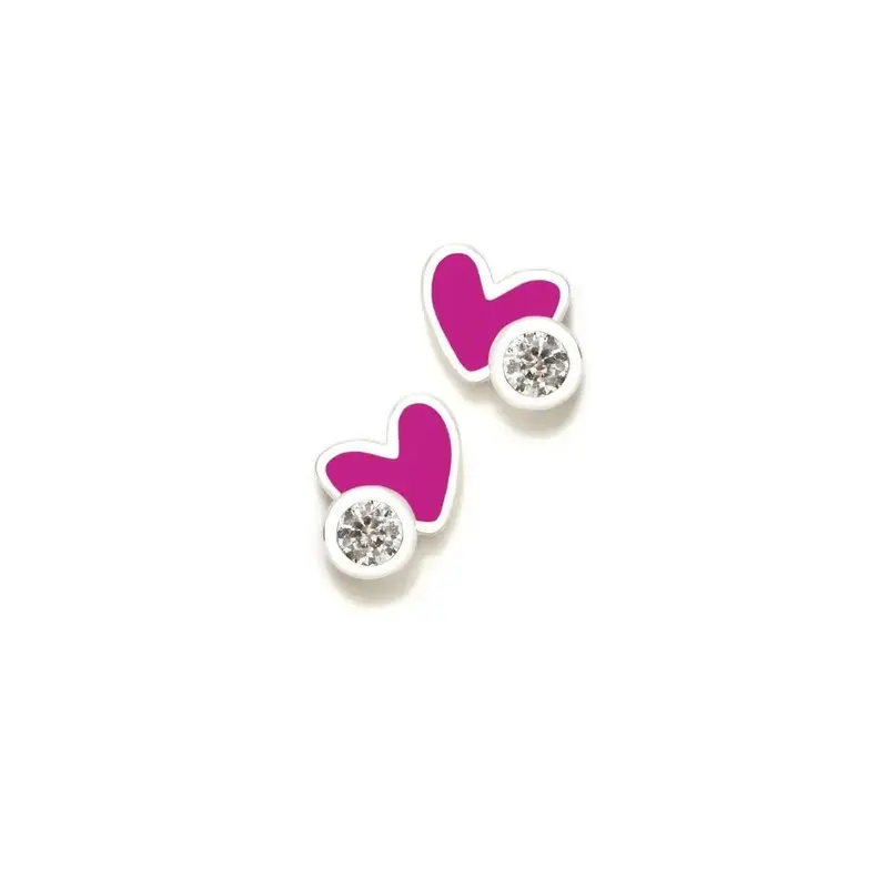 PENDIENTE CORAZON FUCSIA CIRCONITA ROSCA