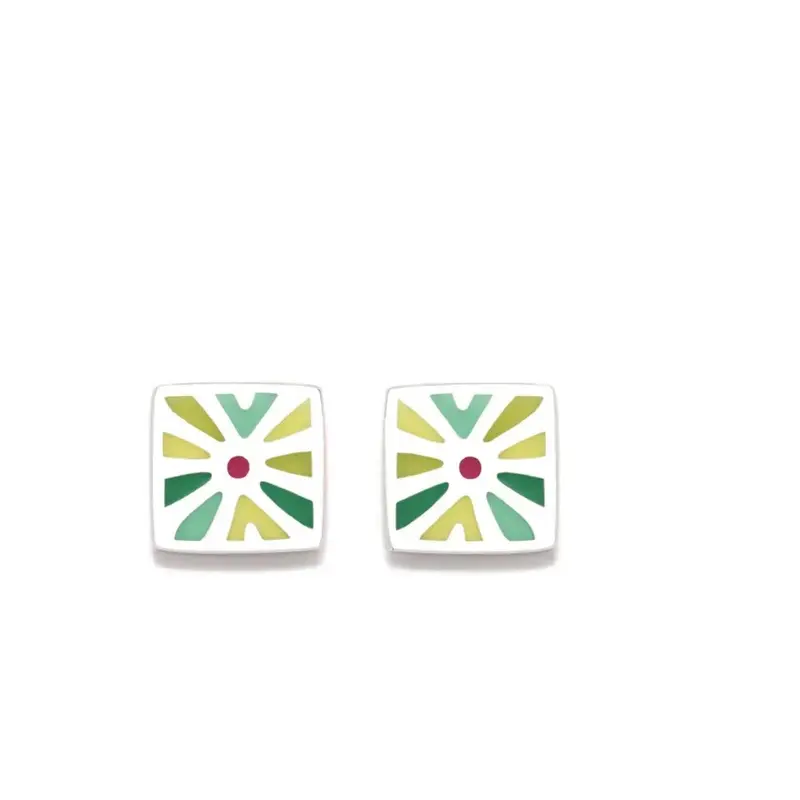 PENDIENTE DAISY CUADRADO VERDE
