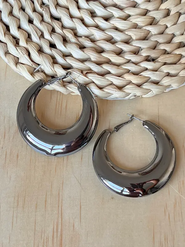 Pendientes Aro Gris Grande