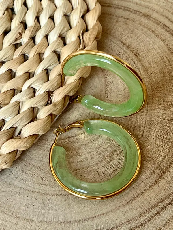Pendientes Aro Verde y Dorado
