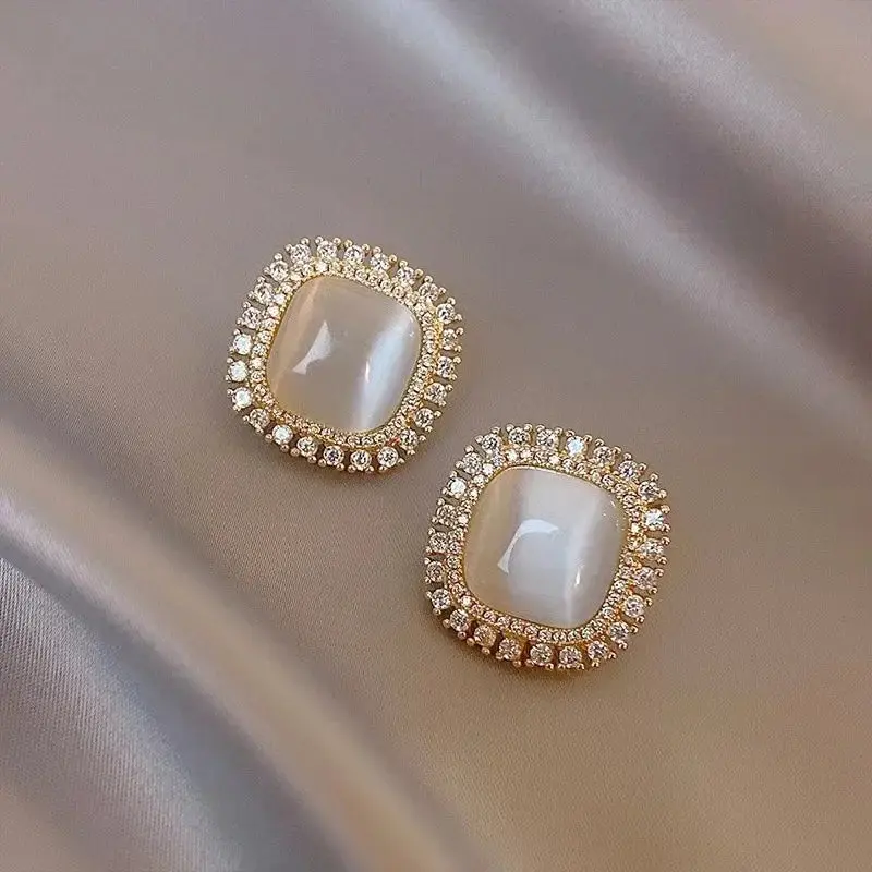 Pendientes Chic Cuadrados con Ópalo y Zircones