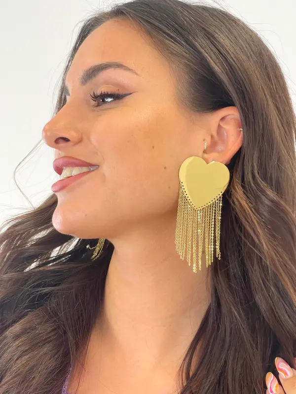 Pendientes corazón flecos