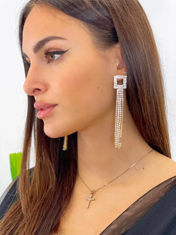 Pendientes cuadrado grande pedrería