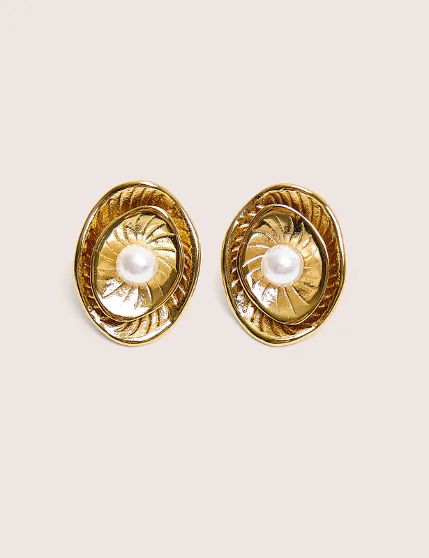 Pendientes de oro de doble capa con perlas