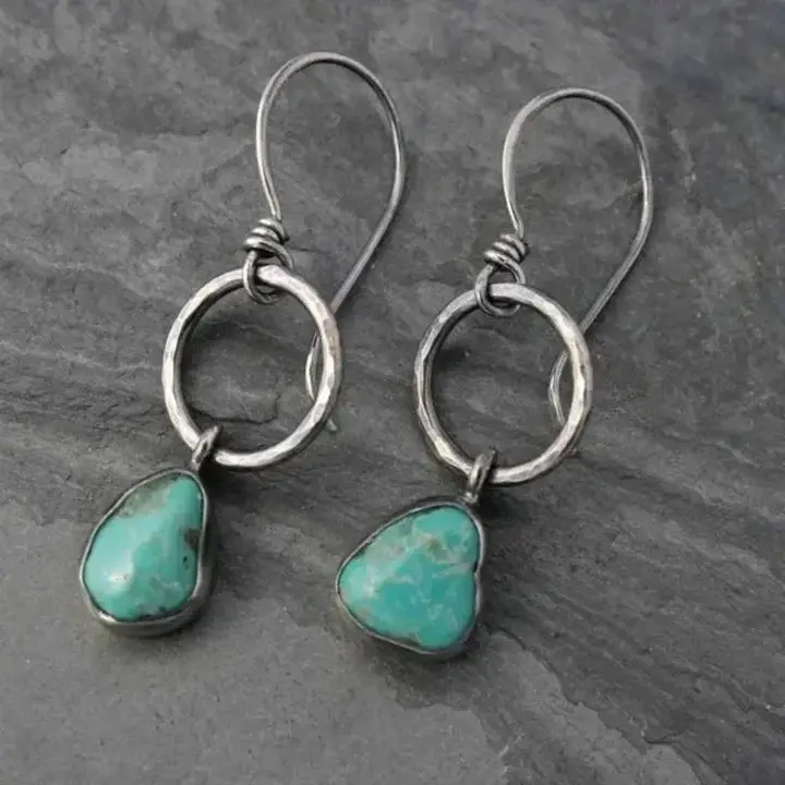 Pendientes de Plata Vintage con Piedra Turquesa