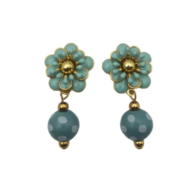 Pendientes Flor Agua Marina