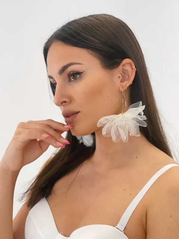 Pendientes flores de tul