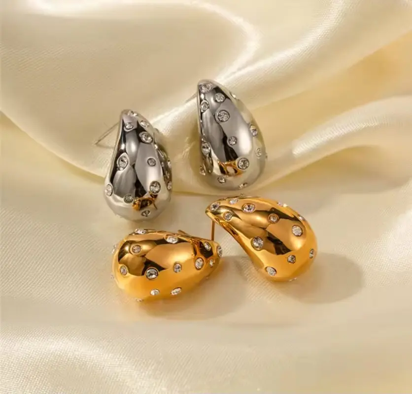Pendientes Glowria – Acero Inoxidable con Cristal Blanco | Alvisa & Co.
