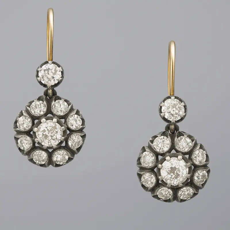 Pendientes Largos Vintage con Piedras Preciosas