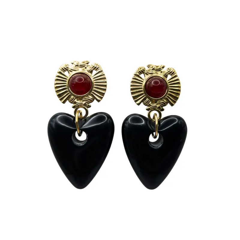 Pendientes maxi corazón negros