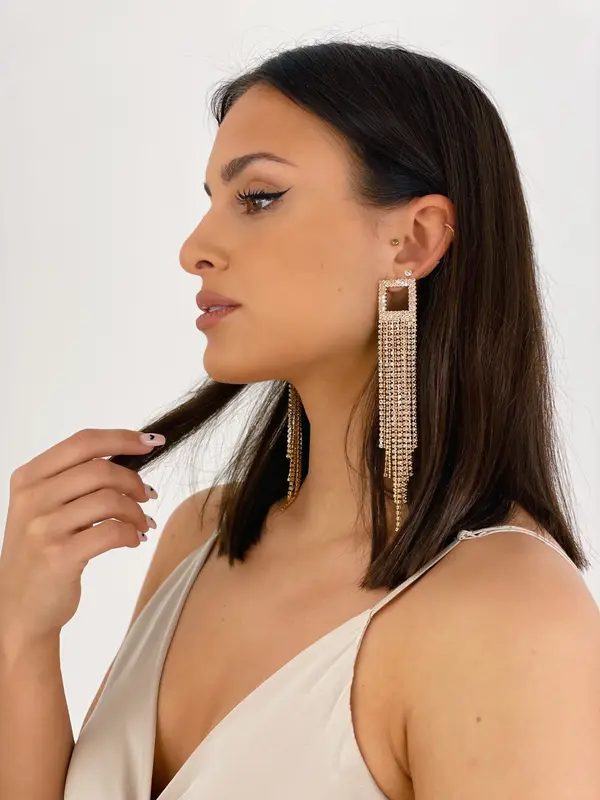 Pendientes pedrería cuadrado