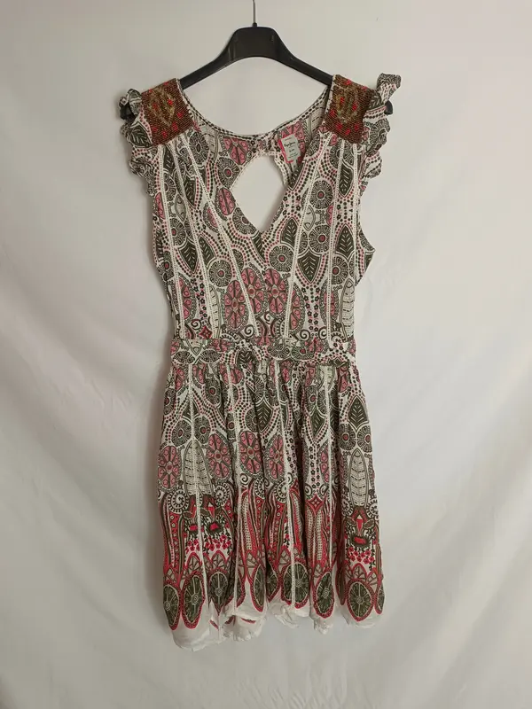 PEPE JEANS. Vestido estampado detalles hombros T.m