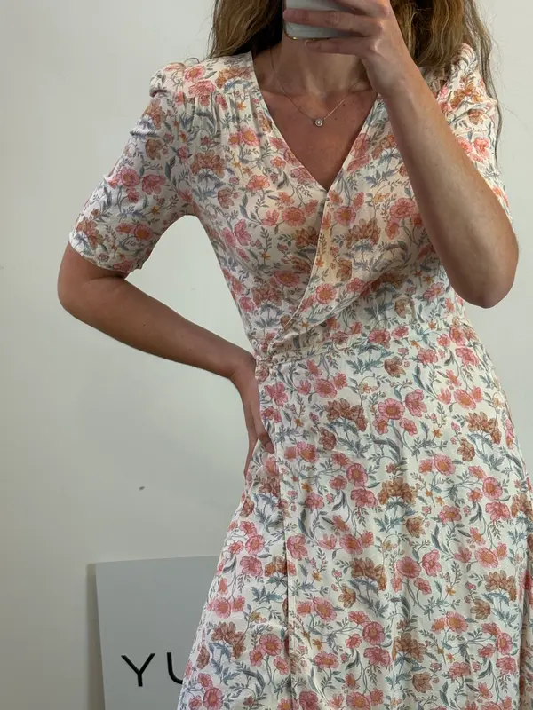 PETITE MENDIGOTE. Vestido largo cruzado flores