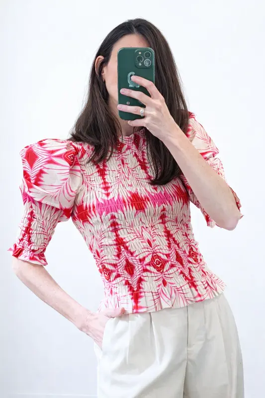 PIETRA. Blusa estampada nido de abeja