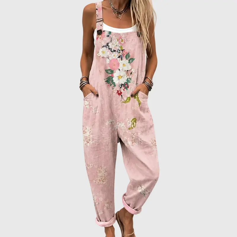 Pink | Comfortable Printed Jumpsuit — Style 21