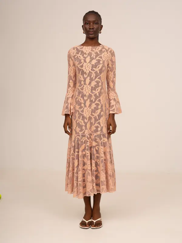 Pink Jester Embroidery Midi Dress