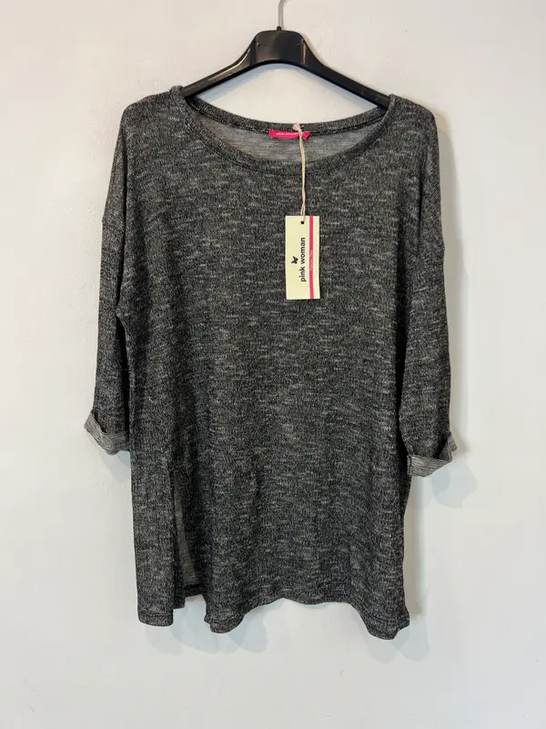 PINK WOMAN. jersey fino gris jaspeado T.l