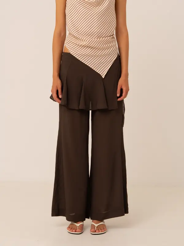Pisco Flared Pants With Wrapped Skirt Details